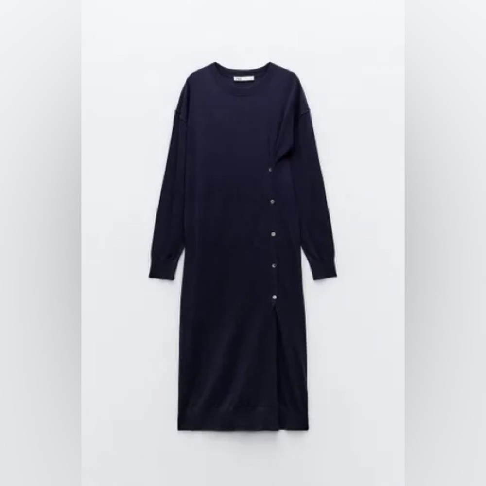 Zara long sleeve side buttons light weight sweater dress